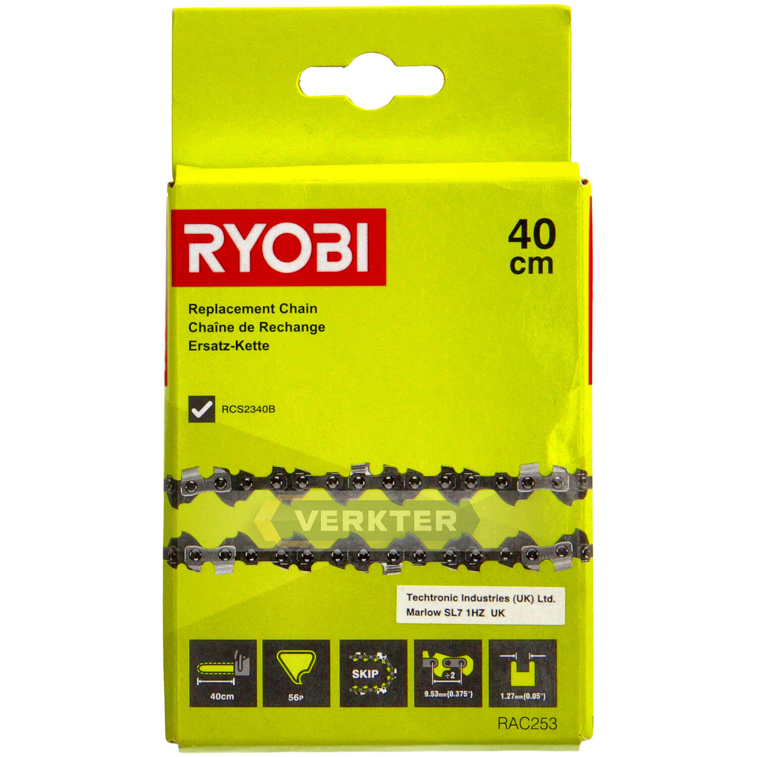 Sågkedja Ryobi RAC253 16''; 40 cm; 3/8''; 56; 1,3 mm