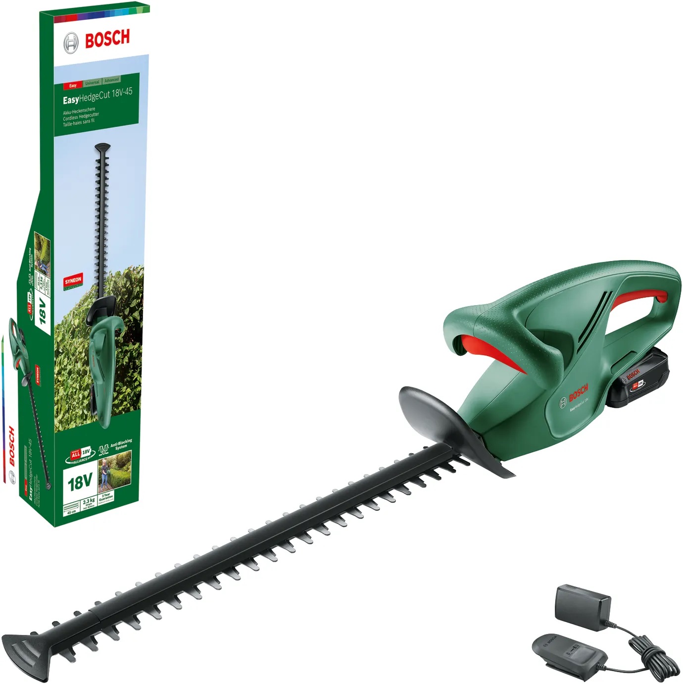 Busksax Bosch EasyHedgeCut 18-45; 18 V; 1x2,0 Ah; 45 cm svärd; sladdlös