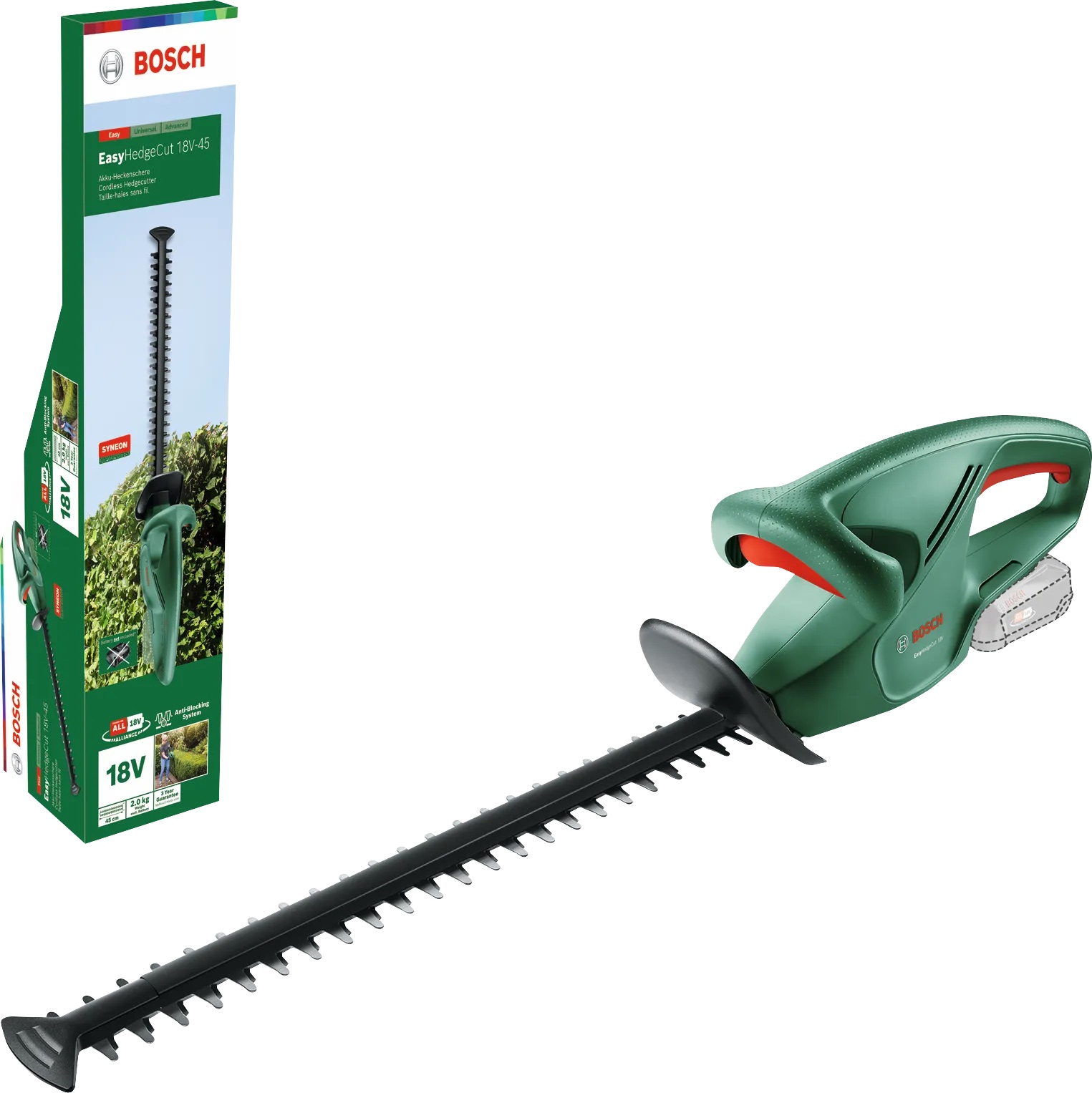 Busksax Bosch EasyHedgeCut 18-45; 18 V; 45 cm längd; sladdlös (utan batteri och laddare)