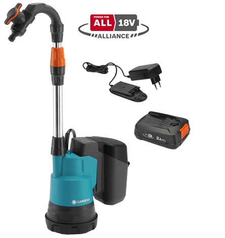Pump för regnvattenbehållare Gardena 2000/2 P4A; 18 V; 1x2,5 Ah batt.