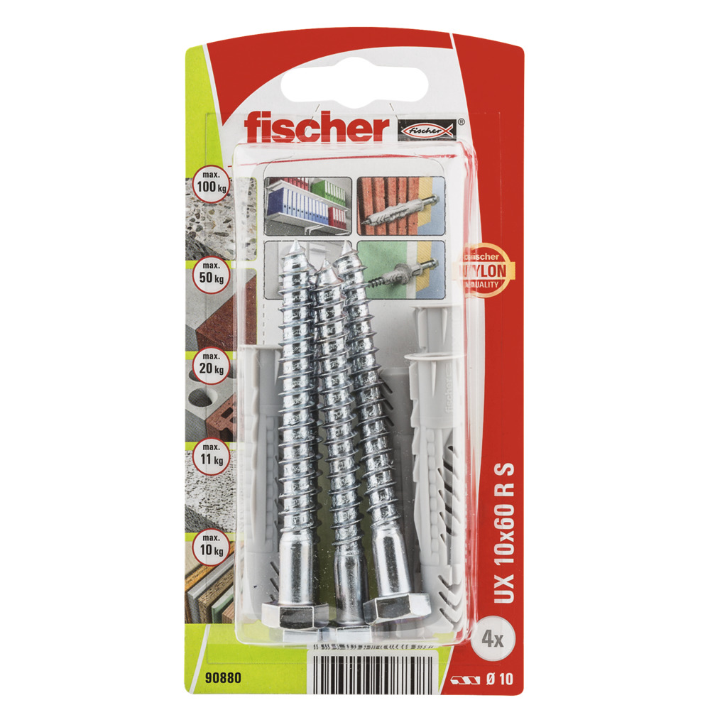 Självgängande skruv  Fischer UX R S; 10x60 mm; 4 st.