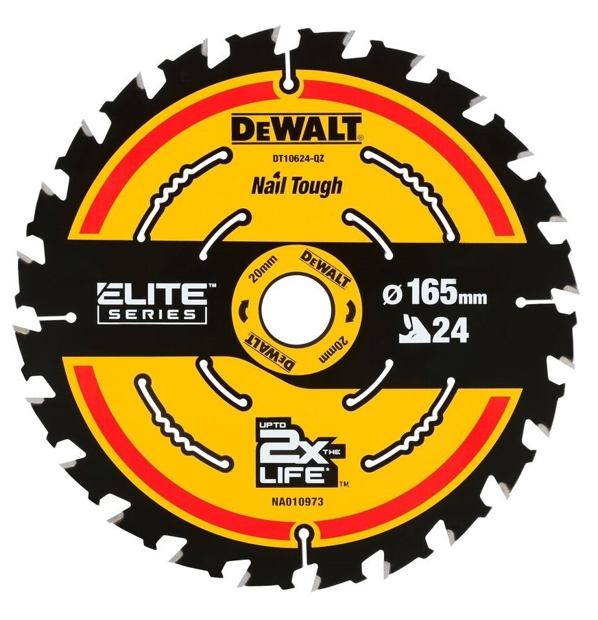 Sågklinga för trä DeWalt; 165x1,65x20,0 mm; Z24; 18°