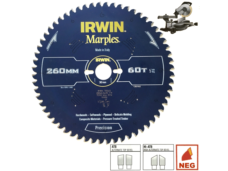 Sågklinga för trä Irwin Marples; 250x2,5x30,0 mm; Z60