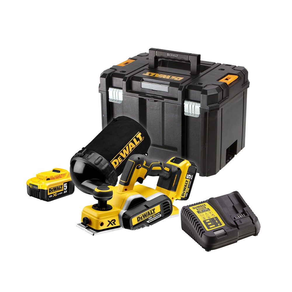 Batteridriven hyvel DeWalt DCP580PD-QW; 18 V; 2x5,0 Ah batt.