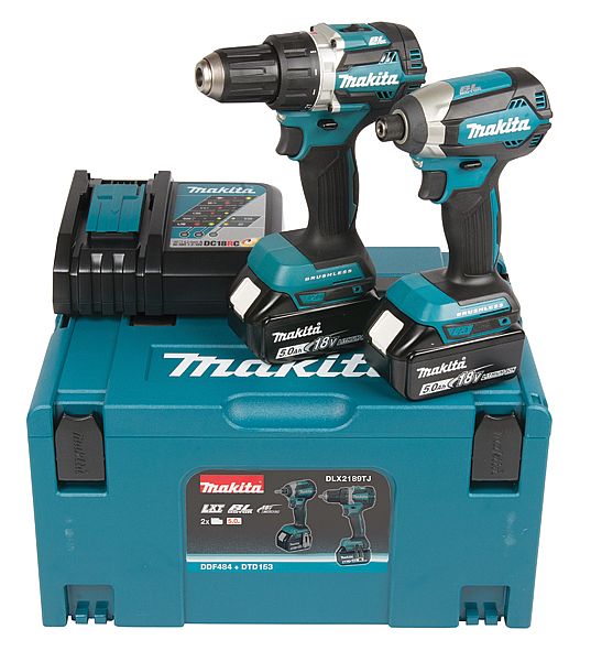 Verktygspaket Makita DLX2189TJ (DDF484 + DTD153); 18 V; 2x5,0 Ah batt.