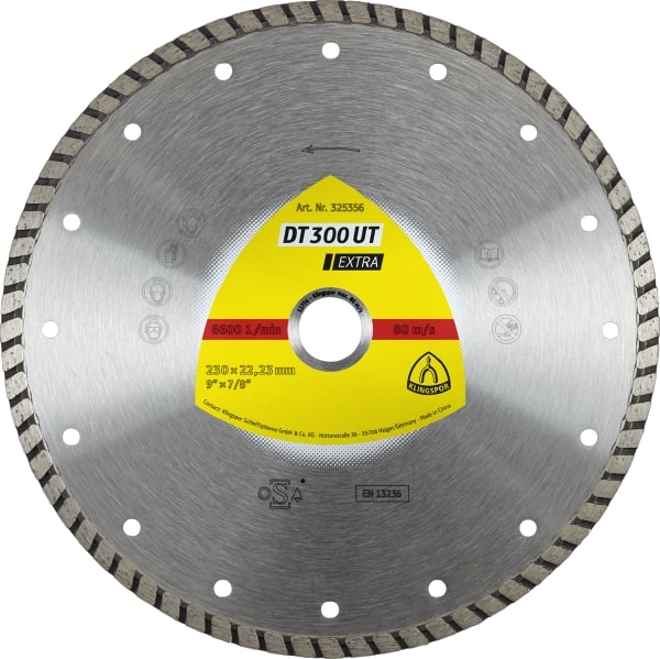 Diamantkapskiva för våtskärning Klingspor DT 300 UT Extra; 230x2,5x22,23 mm