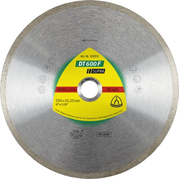 Diamantkapskiva för våtskärning Klingspor DT 600 F Supra; 180x1,6x30,0 mm