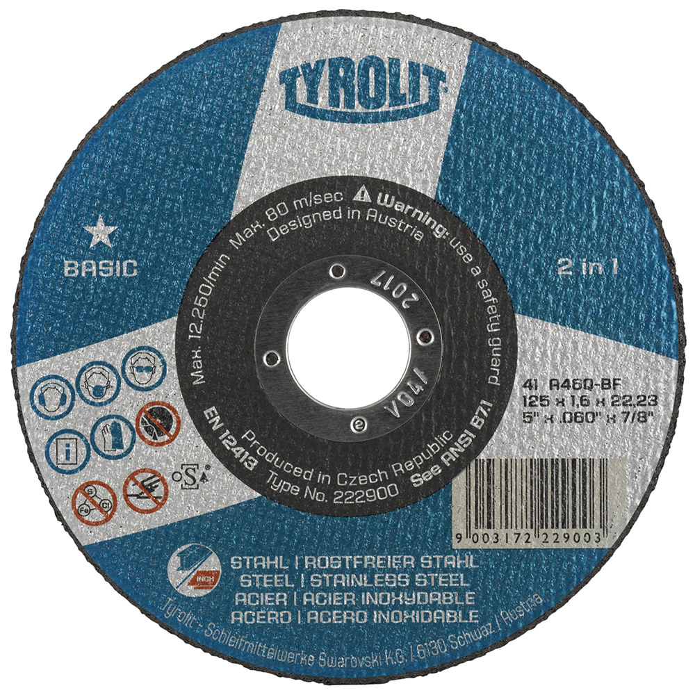 Kapskiva Tyrolit; 125x1,0 mm för metall