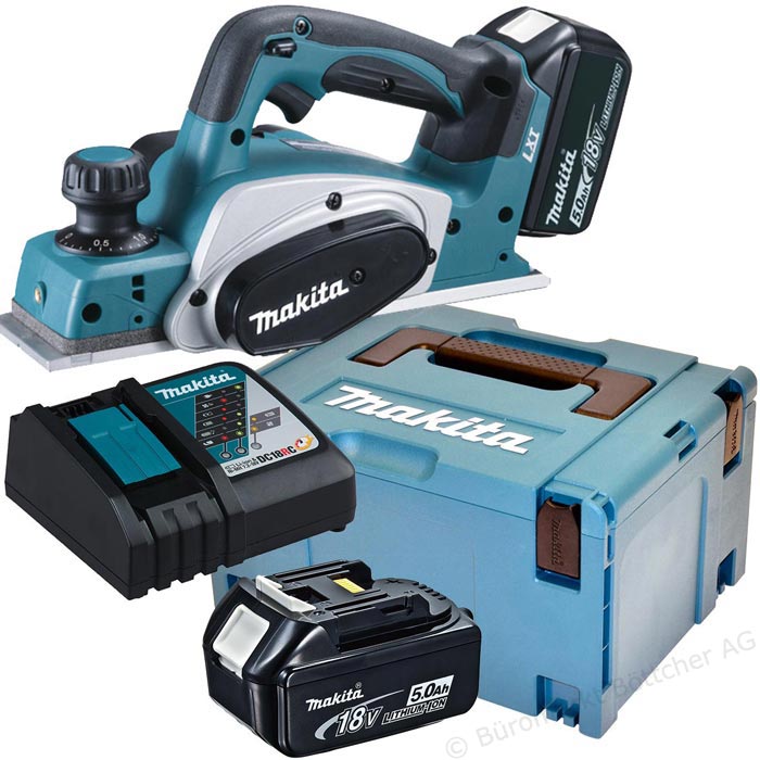 Batteridriven hyvel Makita DKP180RTJ; 18 V; 2x5,0 Ah batt.