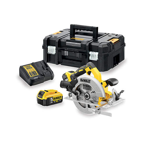 Batteridriven cirkelsåg Dewalt DCS570P2; 18 V; 2x5,0 Ah batt.