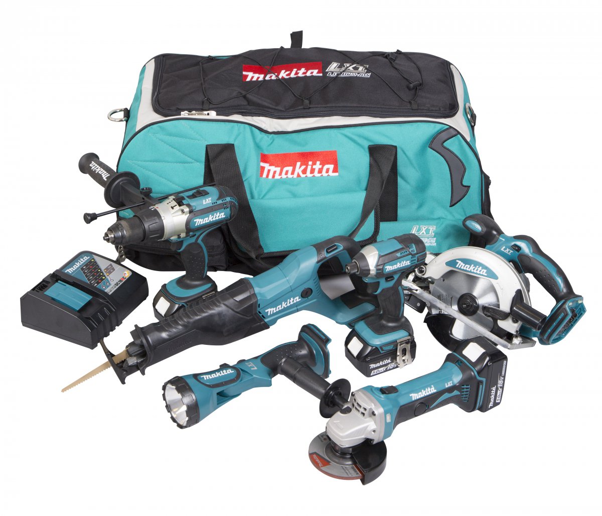 Verktygspaket Makita DLX6043T (DTD152 + DHP451 + DSS610 + DGA452 + DJR186 + DML185); 18...