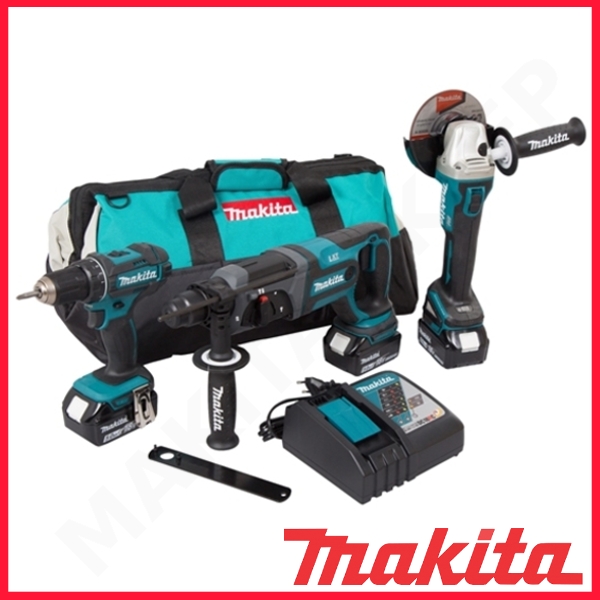 Verktygspaket Makita DLX3078TX1 (DGA504 + DHR241 + DDF482); 18 V; 3x5,0 Ah batt.