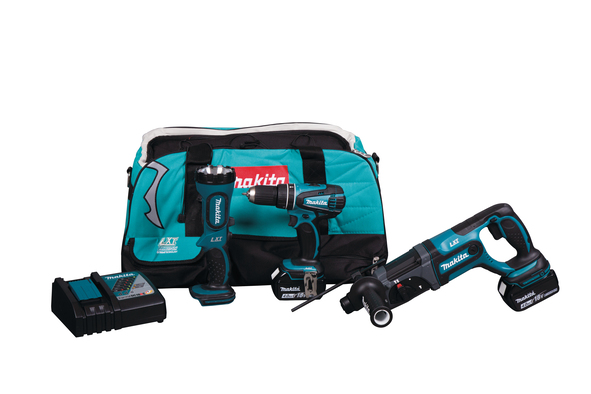 Verktygspaket Makita DLX3008M (DHP456 + DHR241 + DML185); 18 V; 2x4,0 Ah batt.
