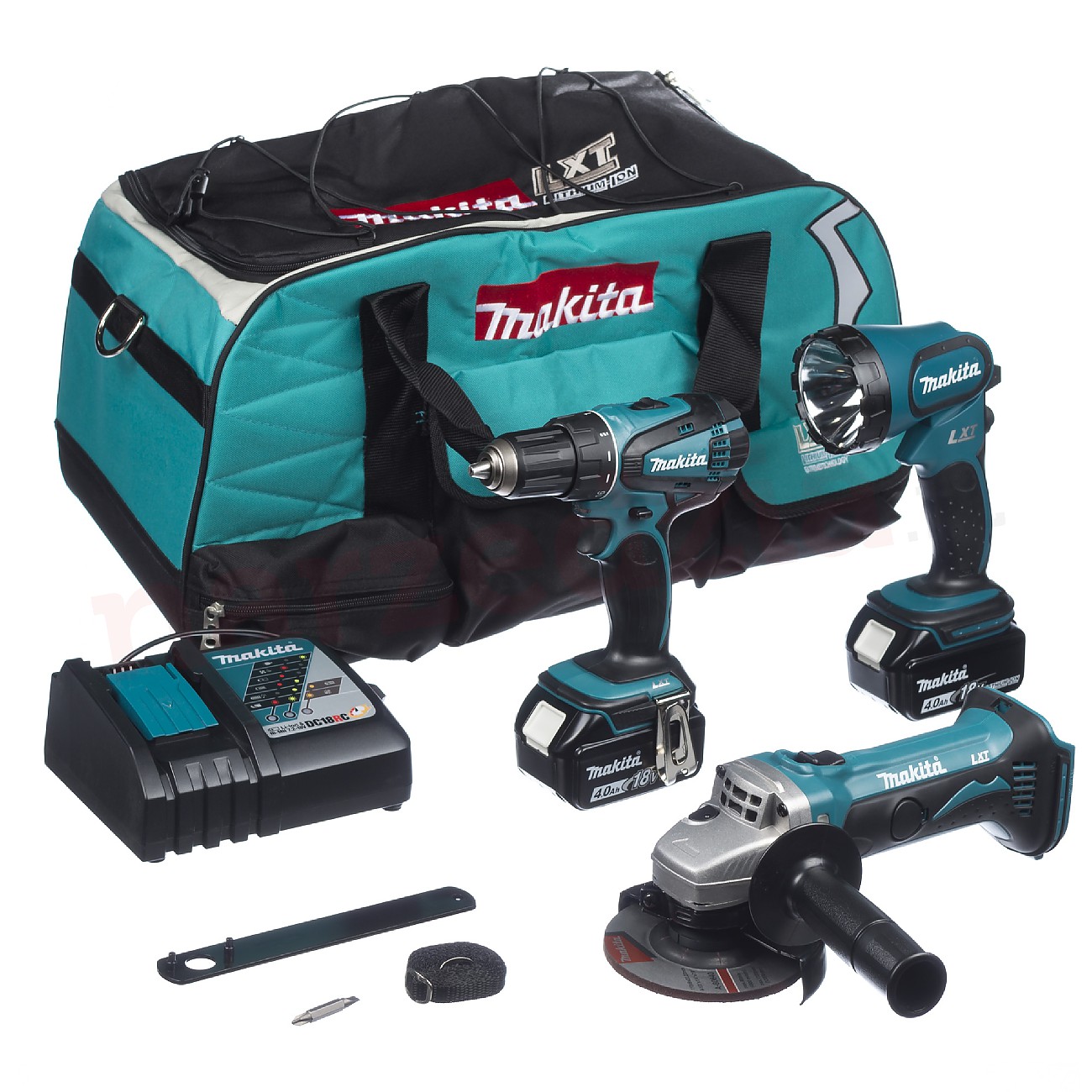 Verktygspaket Makita DLX3007M (DDF456 + DGA452 + DML185); 18 V; 2x4,0 Ah batt.