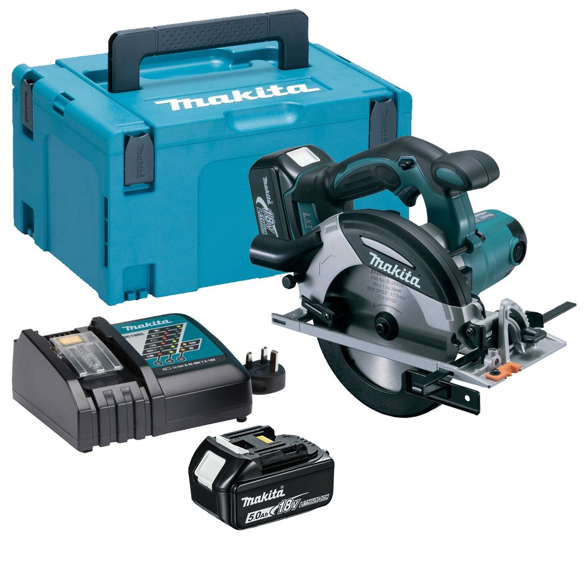 Batteridriven cirkelsåg Makita DHS630RTJ; 18 V; 2x5,0 Ah batt.