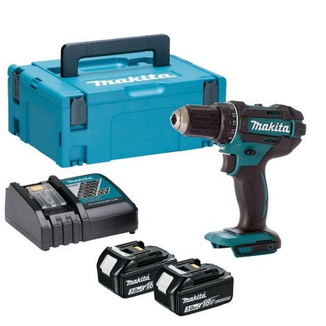 Skruvdragare/borr Makita DDF482RFJ; 18 V; 2x3,0 Ah batt.