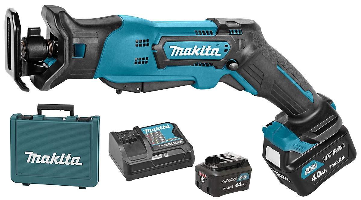 Batteridriven tigersåg Makita JR103DSME; 10,8 V; 2x4,0 Ah batt.