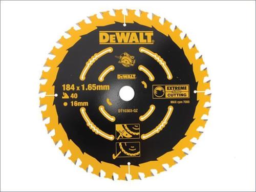 Sågklinga för trä DeWalt; 184x1,65x16,0 mm; Z40; 20°