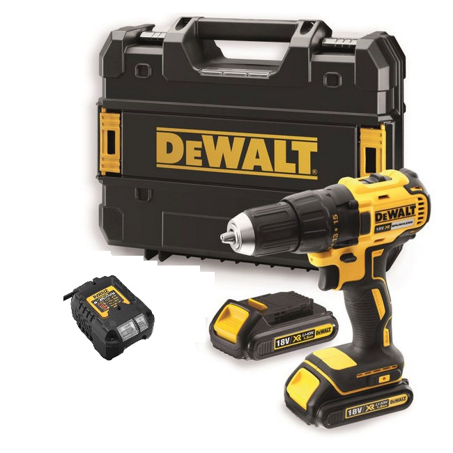 Skruvdragare/borr DeWalt DCD777S2T-QW; 18 V; 2x1,5 Ah batt.