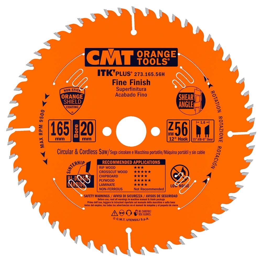 Sågklinga för trä CMT ITK-Plus® 271; 165x1,6x20; Z56; 15°
