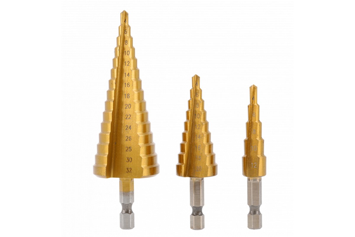 Etappborr Hogert HT6D325; 1/4''; 4-12/4-20/4-32 mm; 3 st.