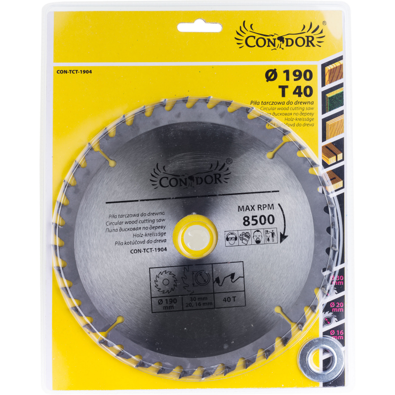 Sågklinga för trä Condor CON-TCT-1904; 190 mm; Z40