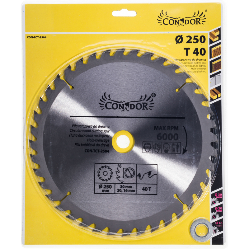 Sågklinga för trä Condor CON-TCT-2504; 250 mm; Z40