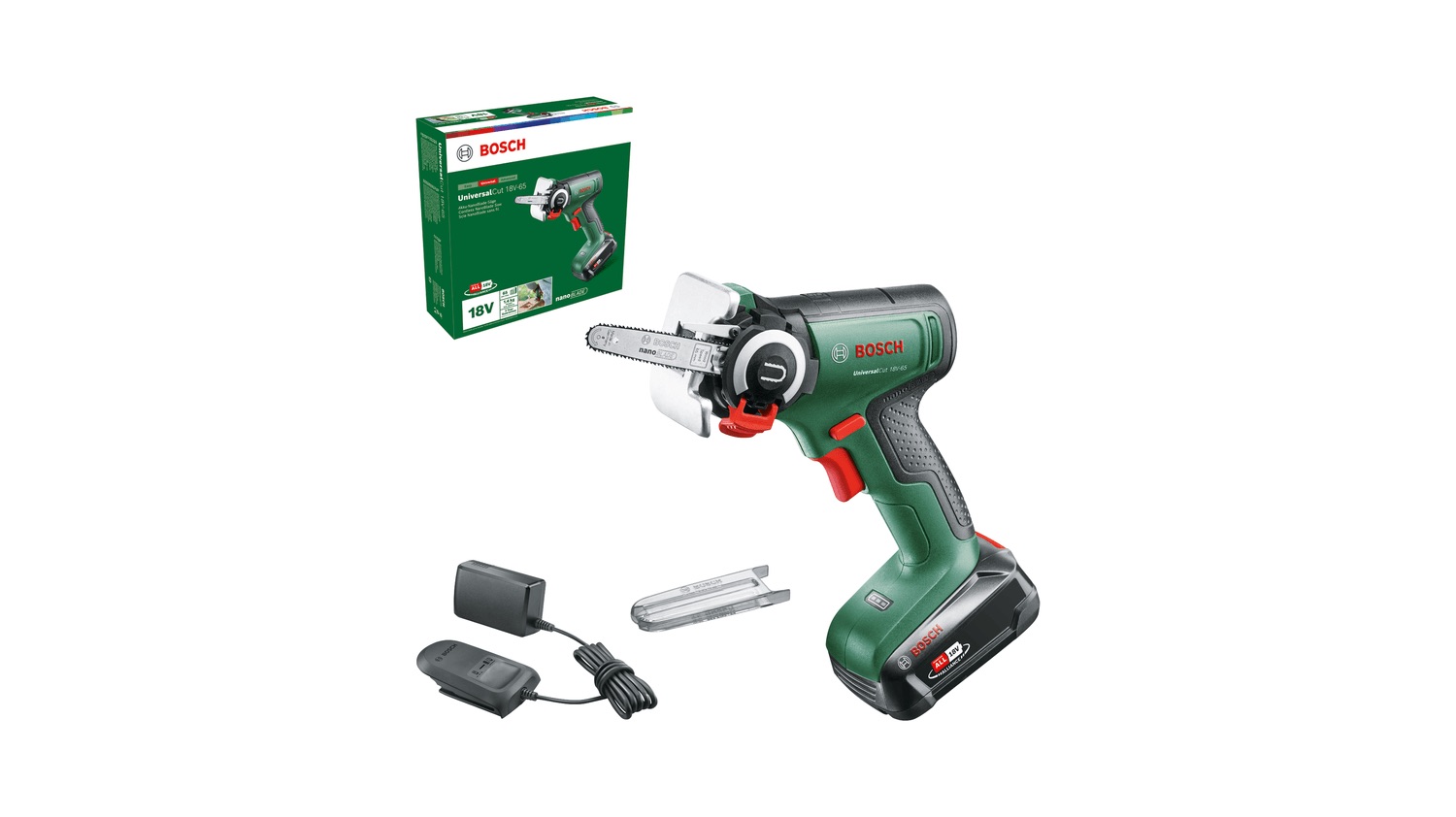 Motorsåg för beskärning av grenar Bosch Universal Cut 18V-65; 18 V; 1x2,5 Ah batt.; 6,5 cm svärd
