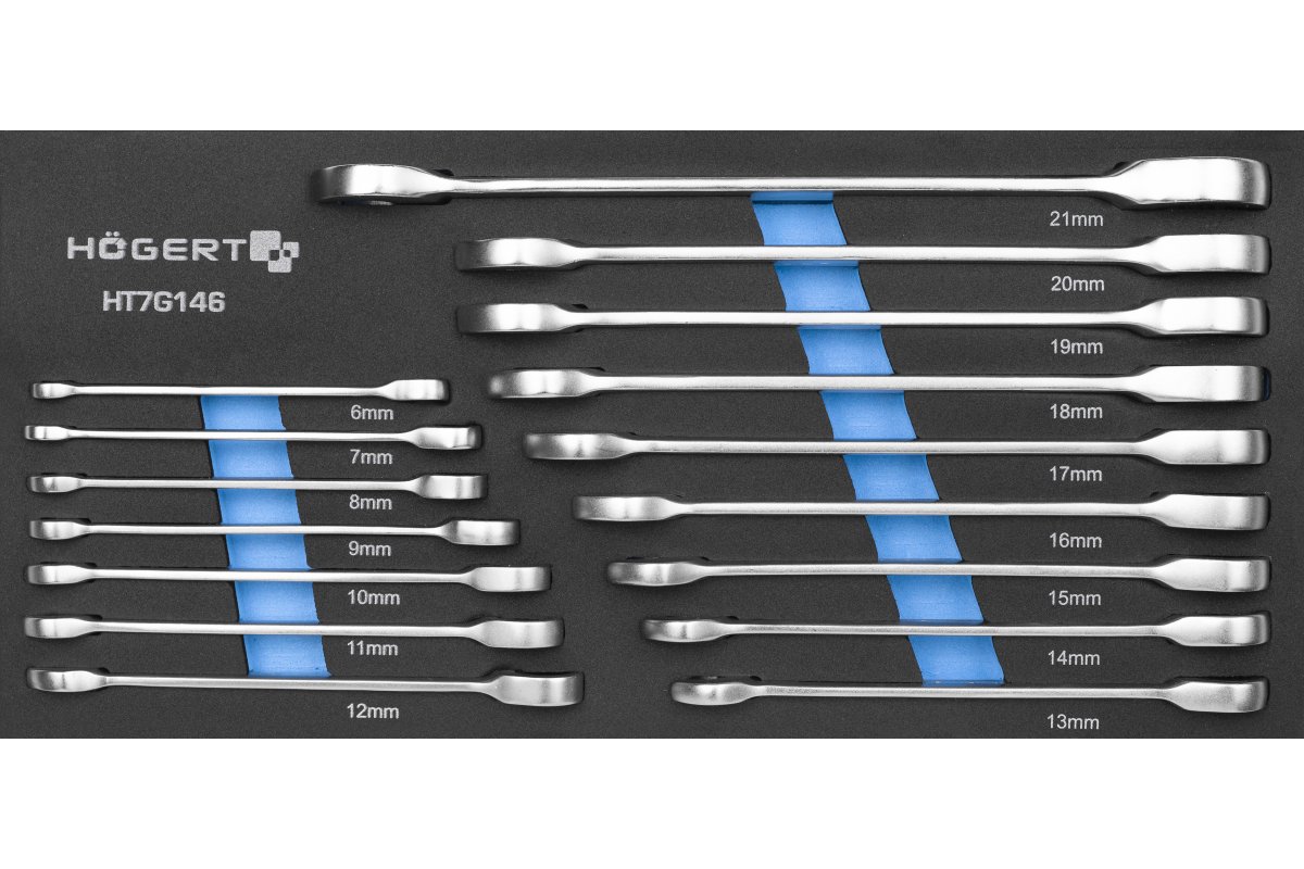Hylsnyckelsats Hogert HT7G146; 6-21 mm; 16 st.
