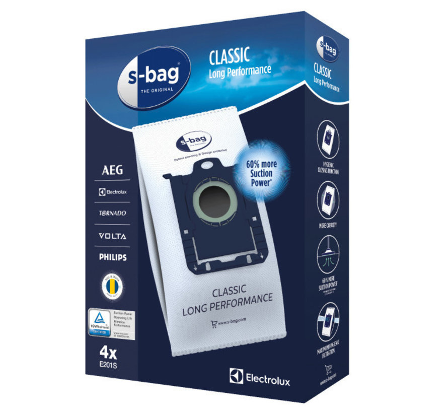 Dammpåse i tyg AEG 42078OS; Electrolux SBAG 2.0 E201S Ori.; 4 st.