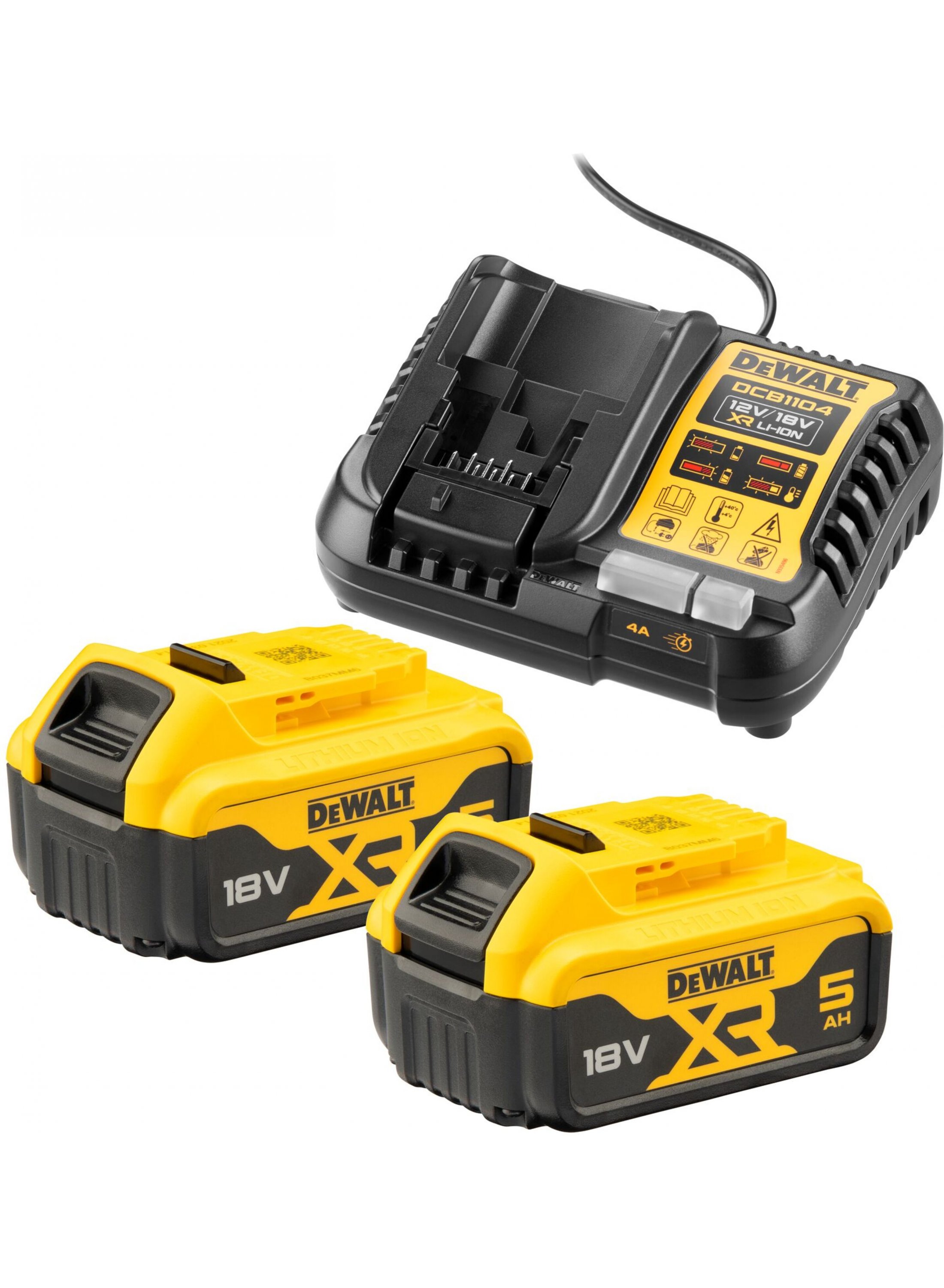 Tillbehörsset DeWalt DCB1104P2-QW; 18 V; 2x5,0 Ah batt.