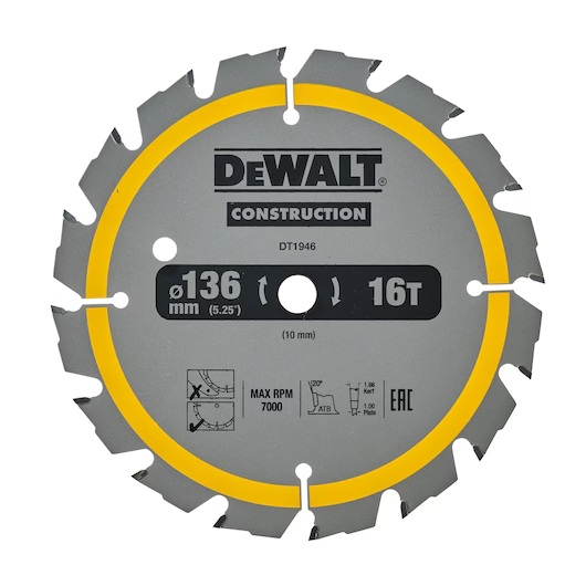 Sågklinga DeWalt DT1946-QZ; 136x10 mm; Z16