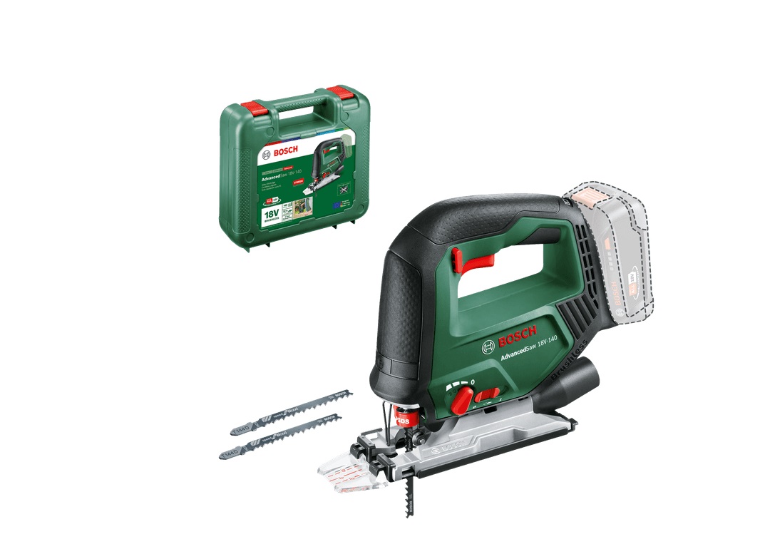 Batteridriven sticksåg Bosch Advanced Saw 18V-140; 18 V (utan batteri och laddare) + väska