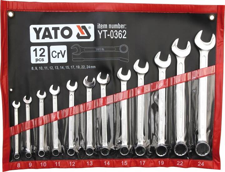 Hylsnyckelsats Yato YT-0362; 8-24 mm; 12 st.