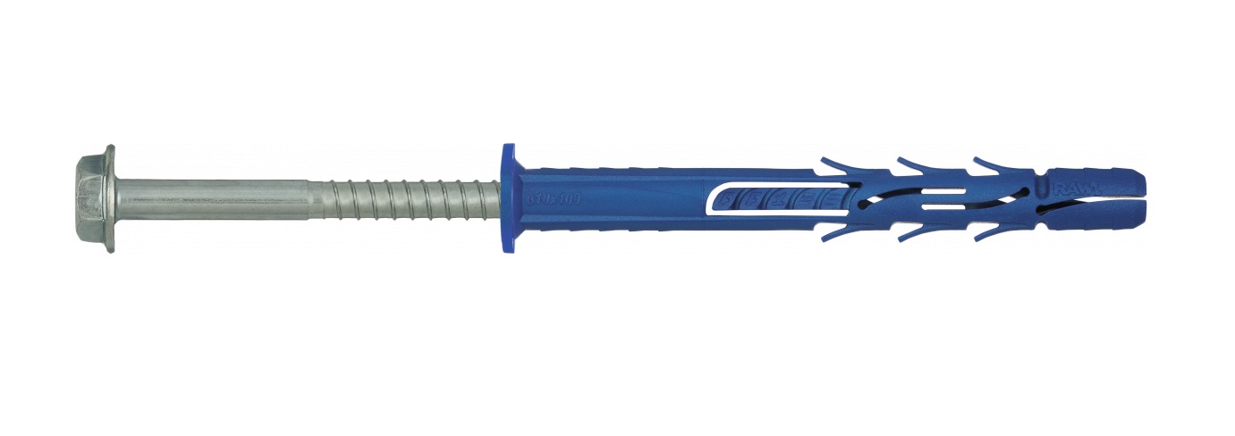 Nylonplugg med skruv RawlPlug R-FF1-N-10K200; 9,8x200 mm; 7,0x209 mm; SW13/T40; 25 st.