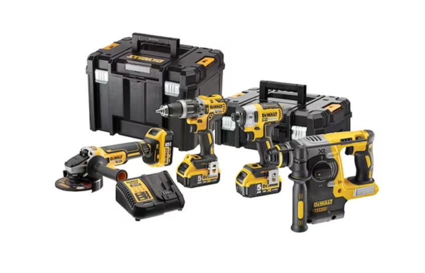 Verktygspaket DeWalt (DCG405 + DCH273 + DCD796 + DCF887); 18 V; 3x5,0 Ah batt. + väska TSTAK