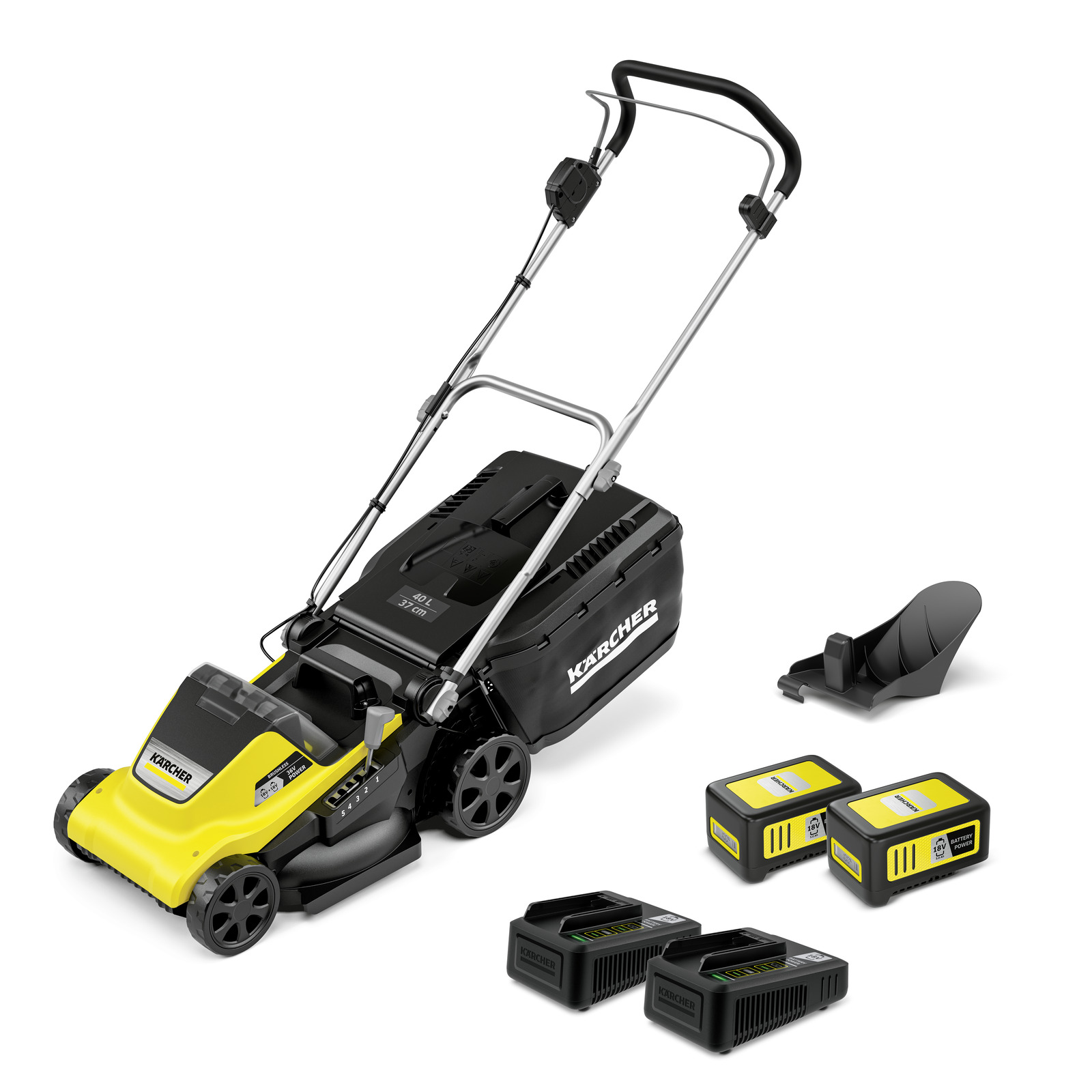 Batteridriven gräsklippare Karcher LMO 4-18 Dual Battery Set; 18 V; 2x5,0 Ah batt.