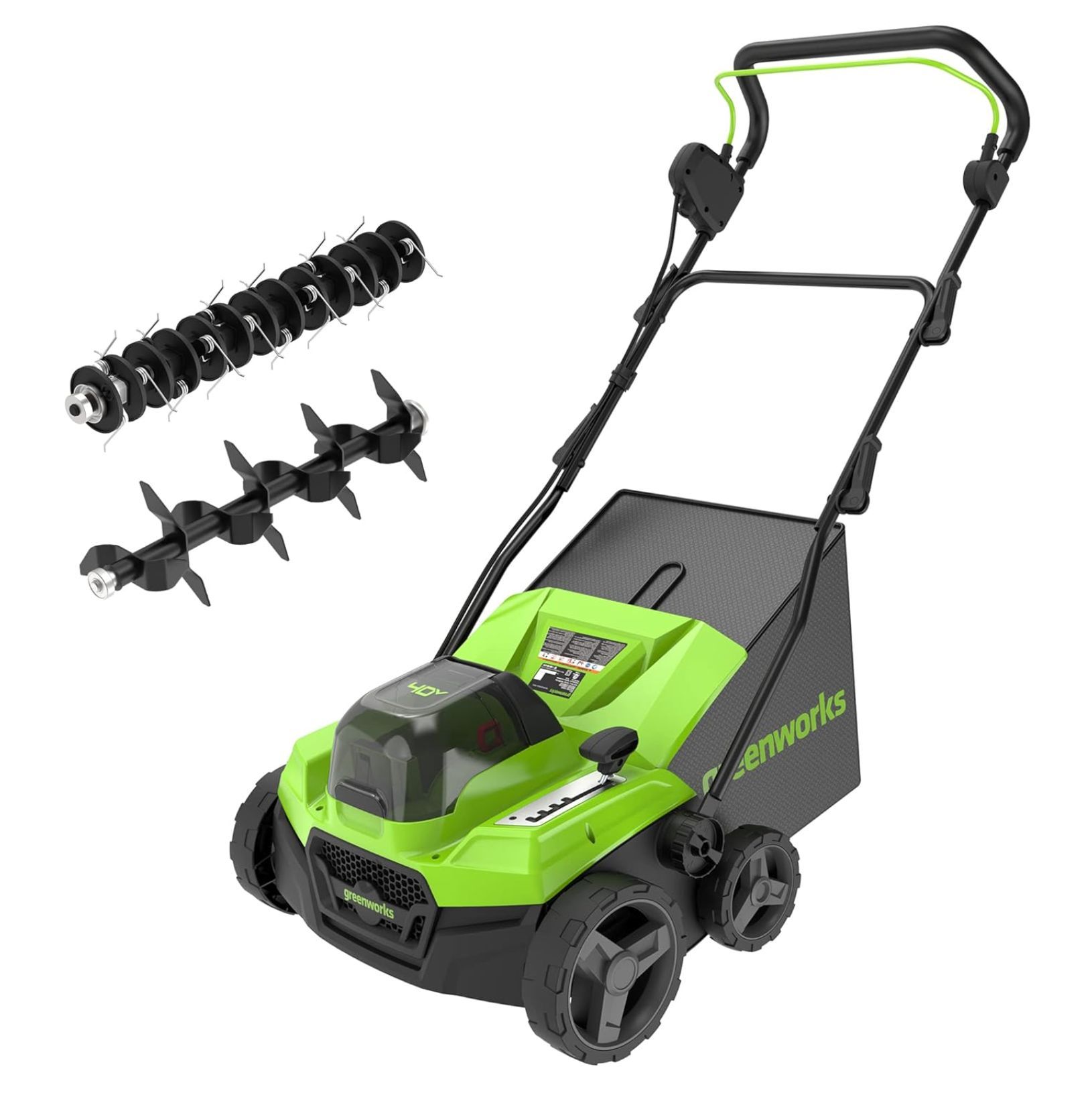 Scarifier Greenworks GD24X2SC38II; 2x24 V (utan batteri och laddare)