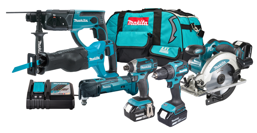 Verktygspaket Makita DLX6135TX1 (DDF490+DTD152+DHR202+DSS610+DJR186+DTM51); 18 V; 3x5,0 Ah batt.