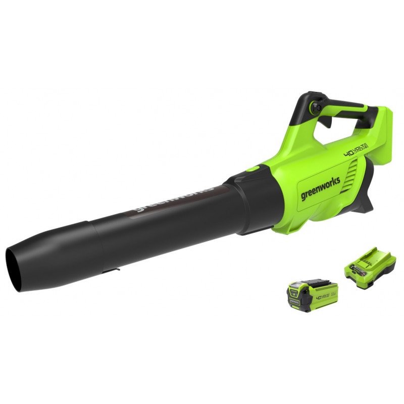 Batteridriven lövblås Greenworks G40ABK2II; 40 V; 1x2,0 Ah batt.