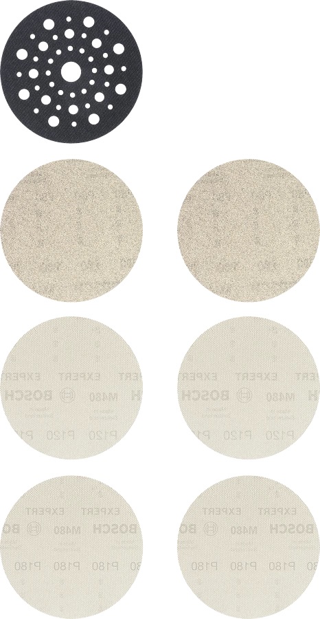 Nätmönstrat slippapper Bosch M480; 125 mm; P80/120/180; 7 st.