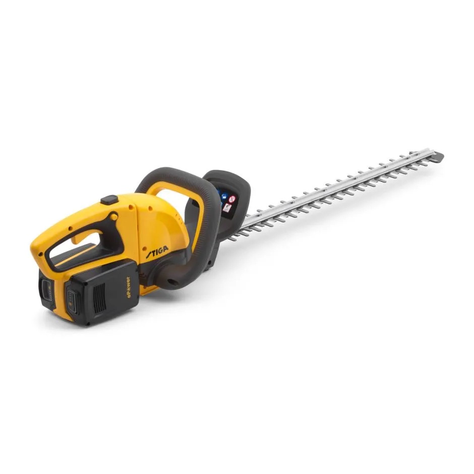 Busksax Stiga HT 300e Kit; 2x20 V; 59 cm; 2x2,0 Ah batteri; med vägghållare