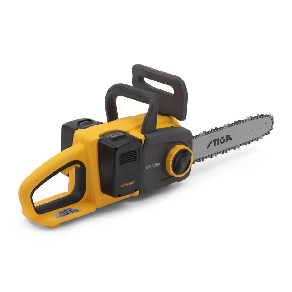 Elkedjesåg Stiga CS 300e Kit; 2x20 V; 30 cm; 2x4,0 Ah batteri; med vägghållare