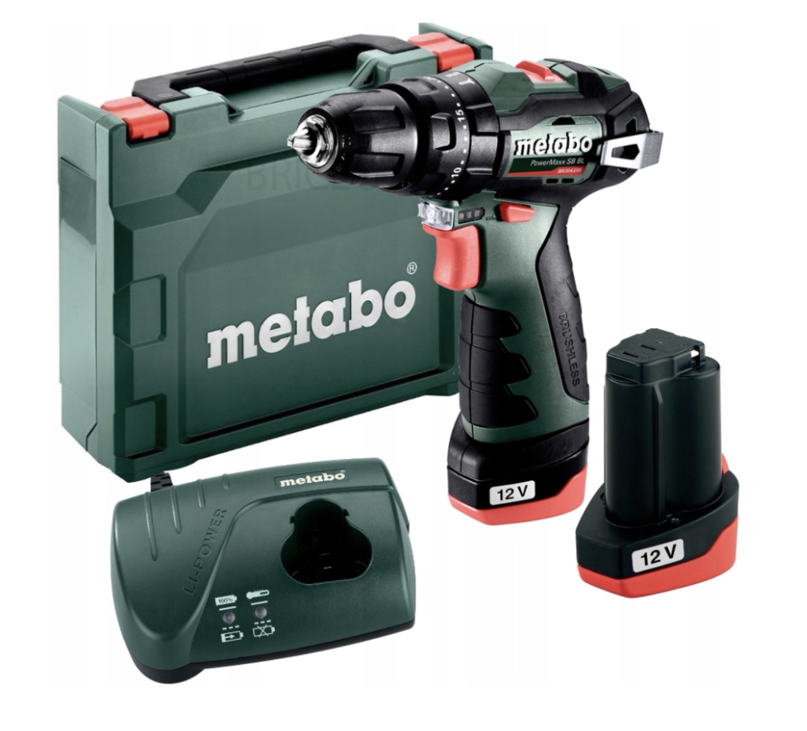 Slagskruvdragare / borr Metabo PowerMaxx SB BL; 12 V; 2x2,0 Ah batt.
