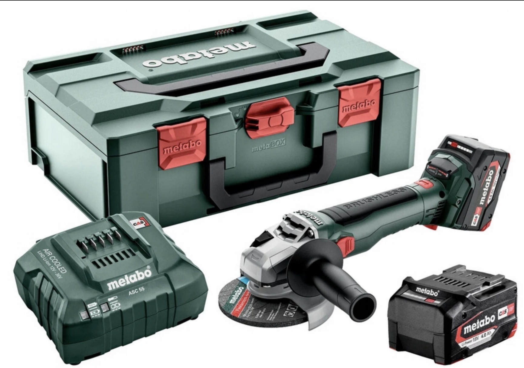 Vinkelslip Metabo W 18 LT BL 11-125; 18 V; 2x4,0 Ah batt.
