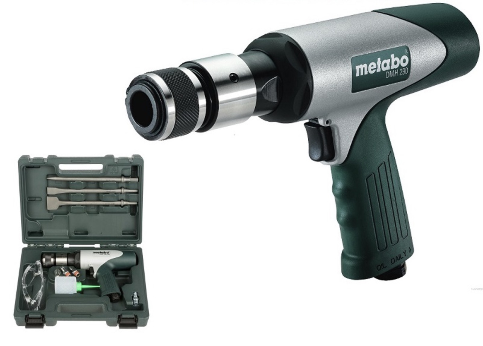 Tryckluftsdriven mejselhammare Metabo DMH 290 Set + 3 mejslar