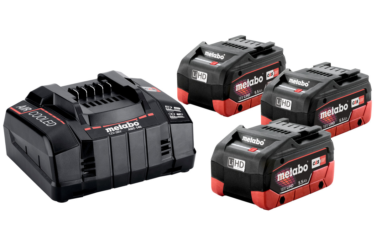 Tillbehörsset Metabo 685074000; 18 V; 3x5,5 Ah batt.