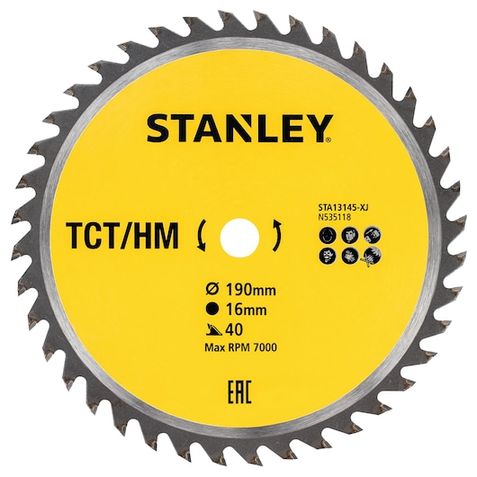 Sågklinga Stanley STA13145-XJ; 190x16 mm; Z40