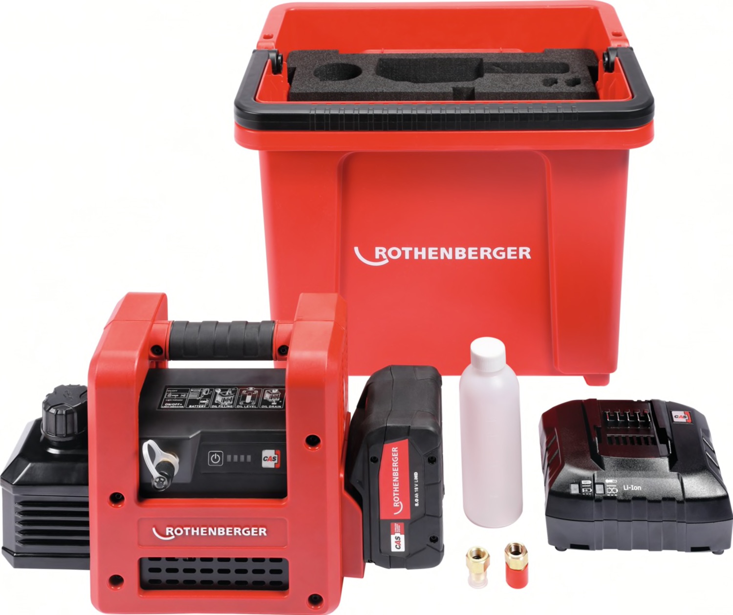 Sladdlös vacuumpump Rothenberger ROAIRVAC R32 2.0 CL Set; 18 V; 1x8,0 Ah batt.