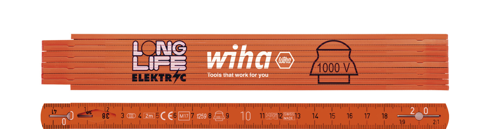 Trä Fällbar linjal Wiha W42068; 2 m